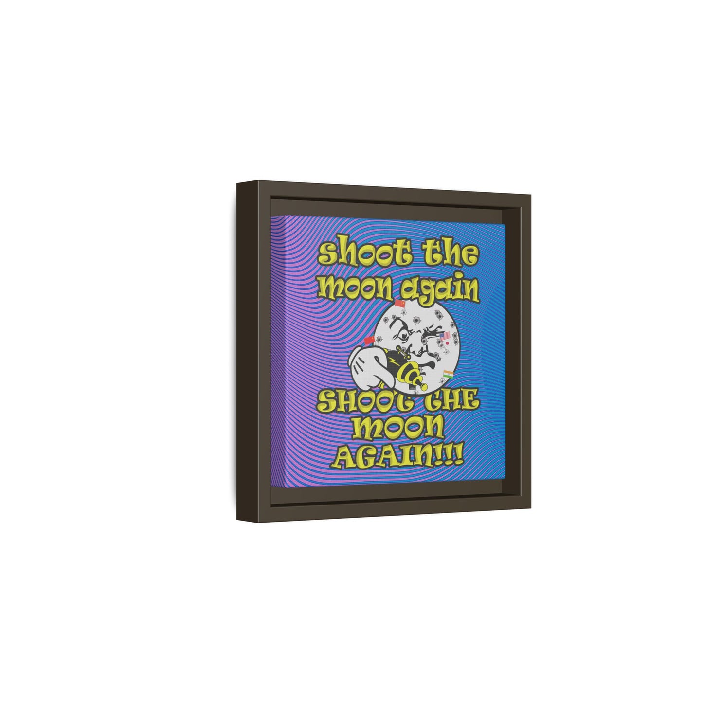 shoot the moon again - framed canvas art (light blue-purple wave)