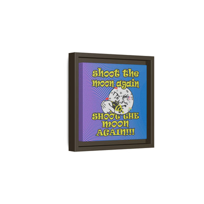 shoot the moon again - framed canvas art (light blue-purple wave)