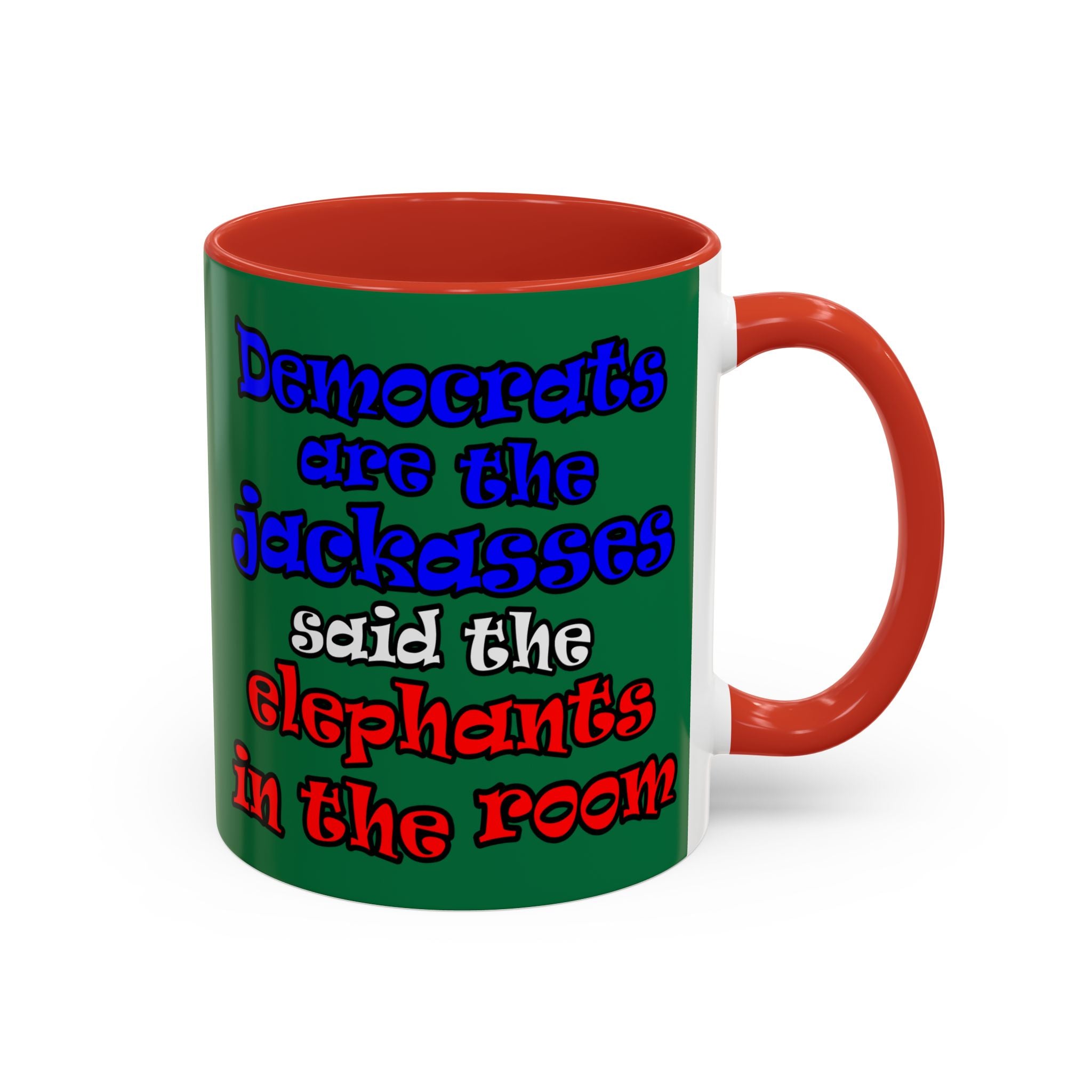 donkeys and elephants - Accent Mug (dark green)