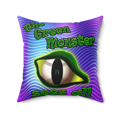 green monster - Faux Suede Square Pillow - (purple wave)
