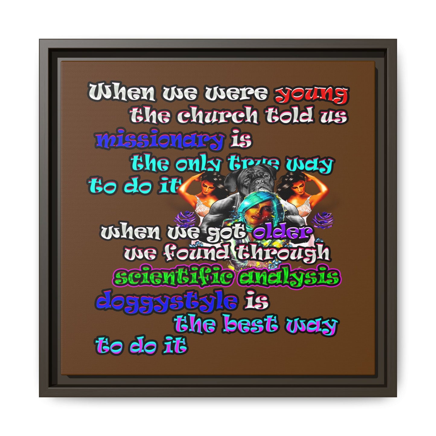 doggystyle - framed canvas art (brown)