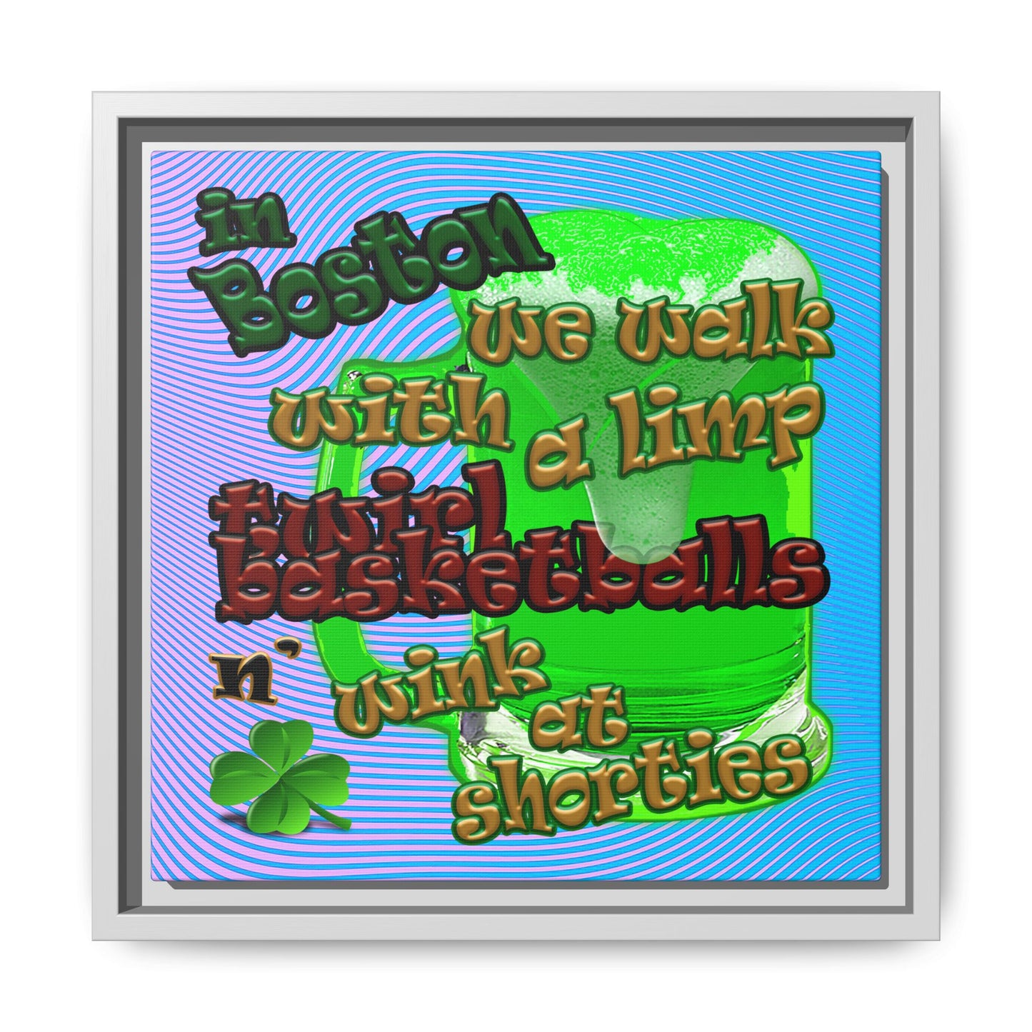 celtics logo - framed canvas art (light blue-purple wave)