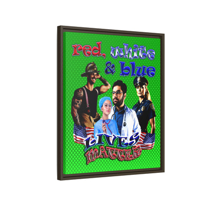 rw&b lives matter - framed canvas art (logo green)