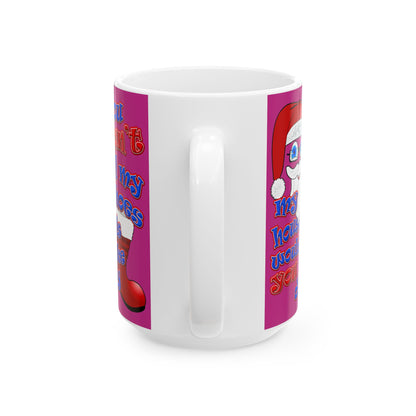 santa's shoes - White Mug (pink)