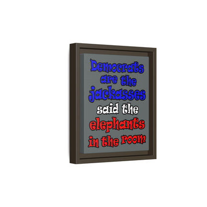donkeys and elephants - framed canvas art (dark grey)