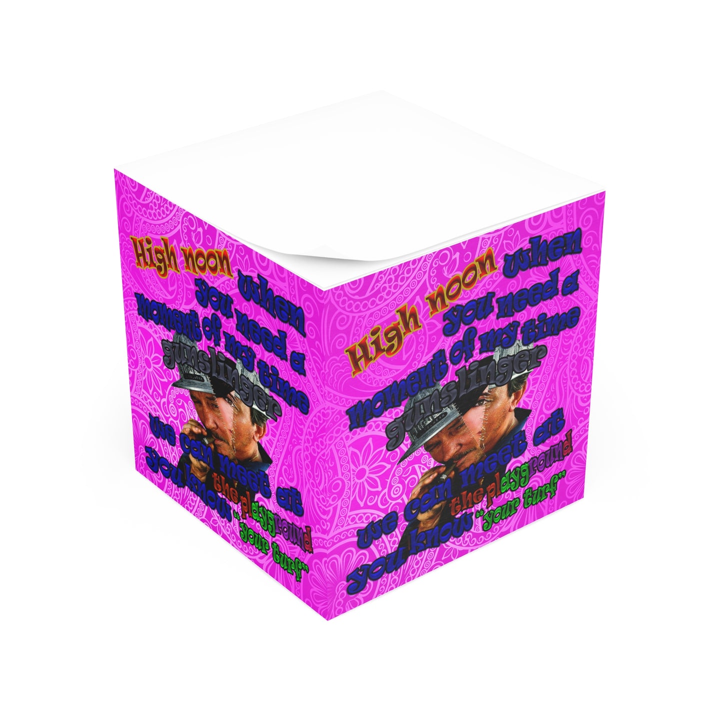 high noon - note cube (pink swirl)