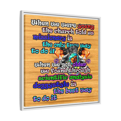 doggystyle - framed canvas art (butterscotch wood finish)