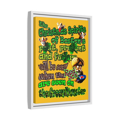 christmas spirits of boston - framed canvas art (yellow)