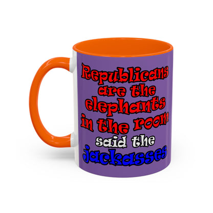 donkeys and elephants - Accent Mug (light purple)
