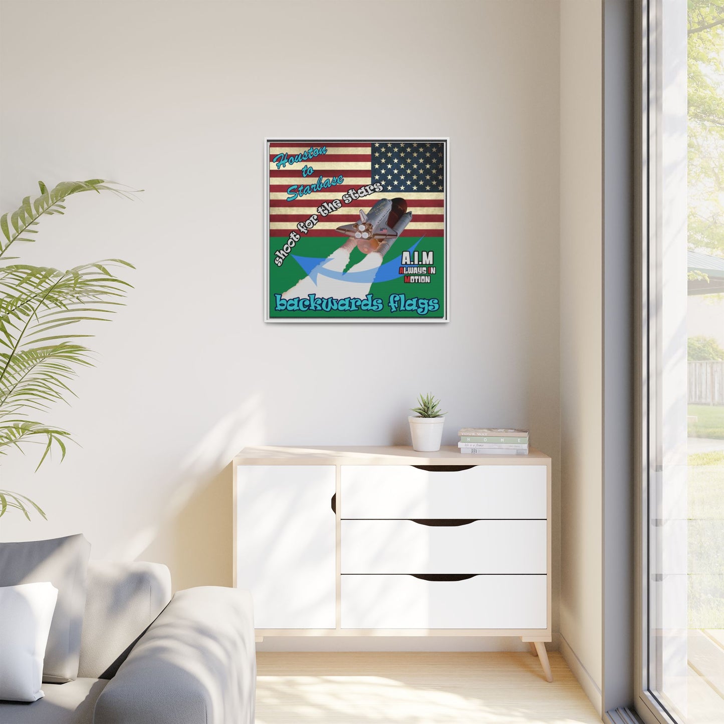 shoot for the stars - framed canvas art (dark green)