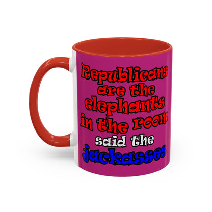 donkeys and elephants - Accent Mug (pink)