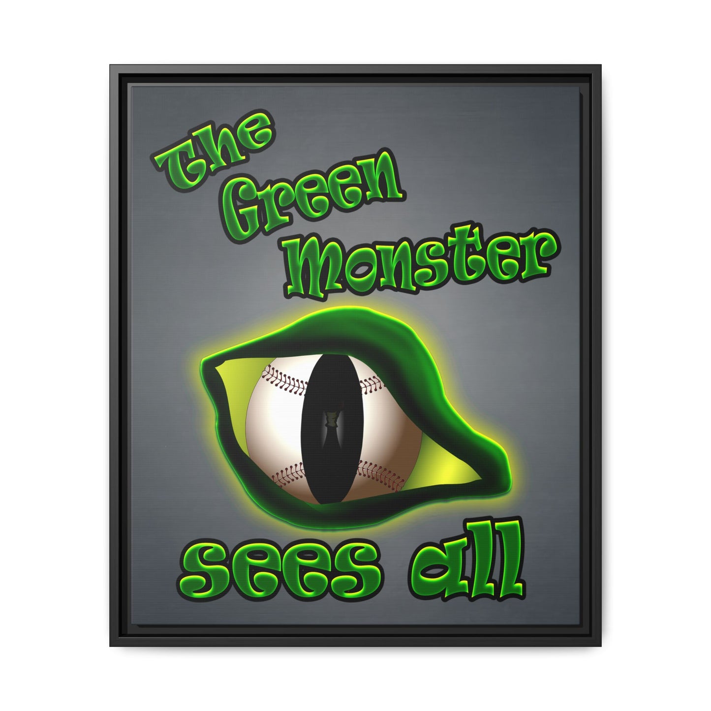 green monster - framed canvas art (grey-light grey)