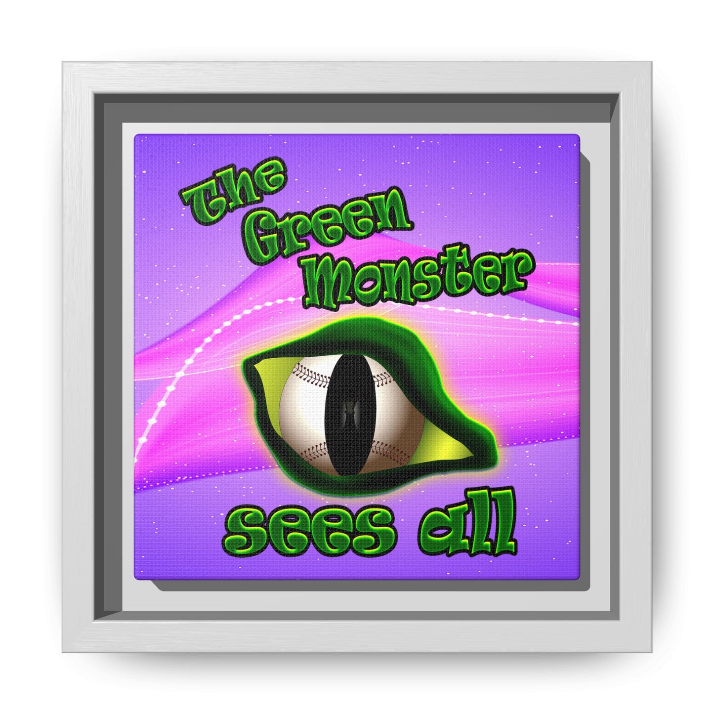 green monster - framed canvas art (purple-pink wave)