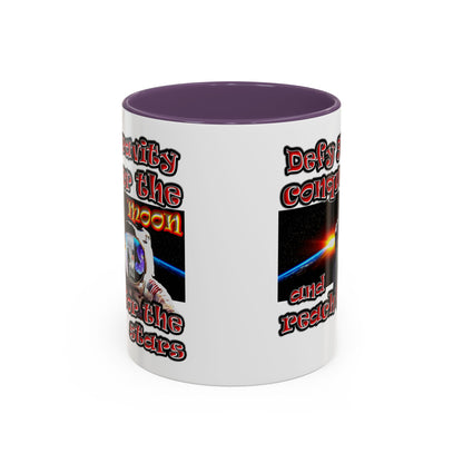 defy conquer reach - Accent Mug (white)