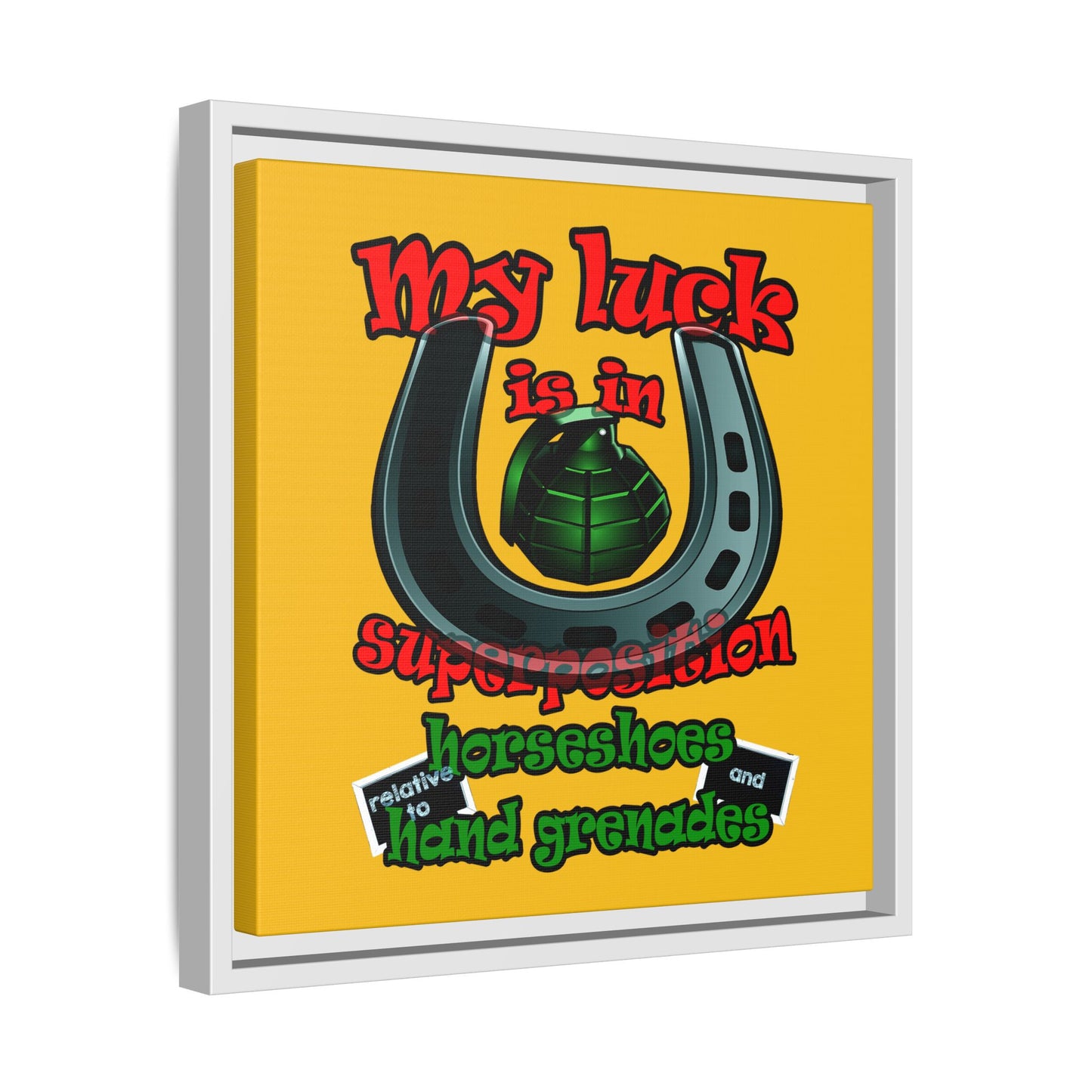 my luck - framed canvas art (yellow)