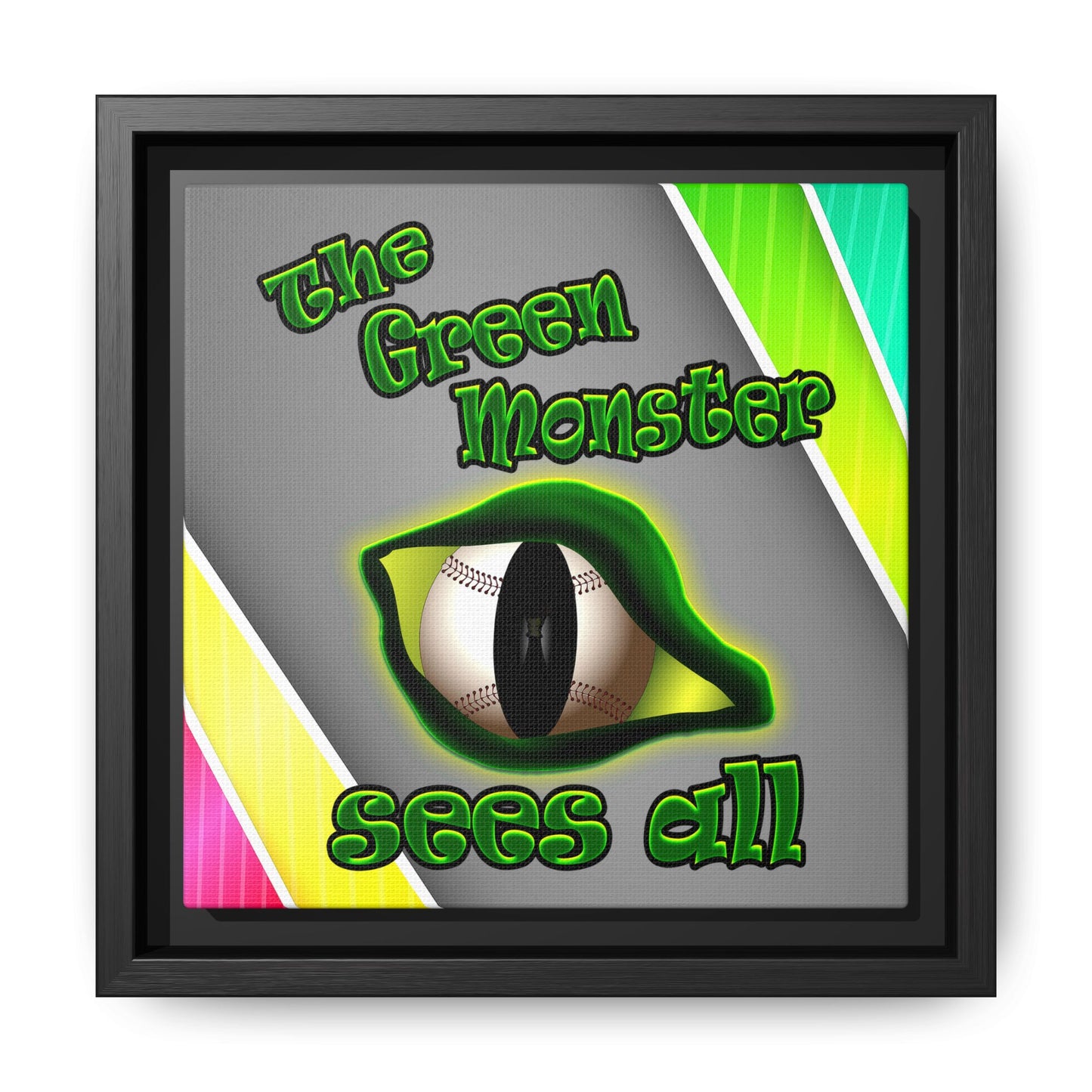 green monster - framed canvas art (rainbow split)