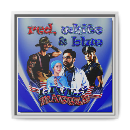 rw&b lives matter - framed canvas art (blue-white wave)