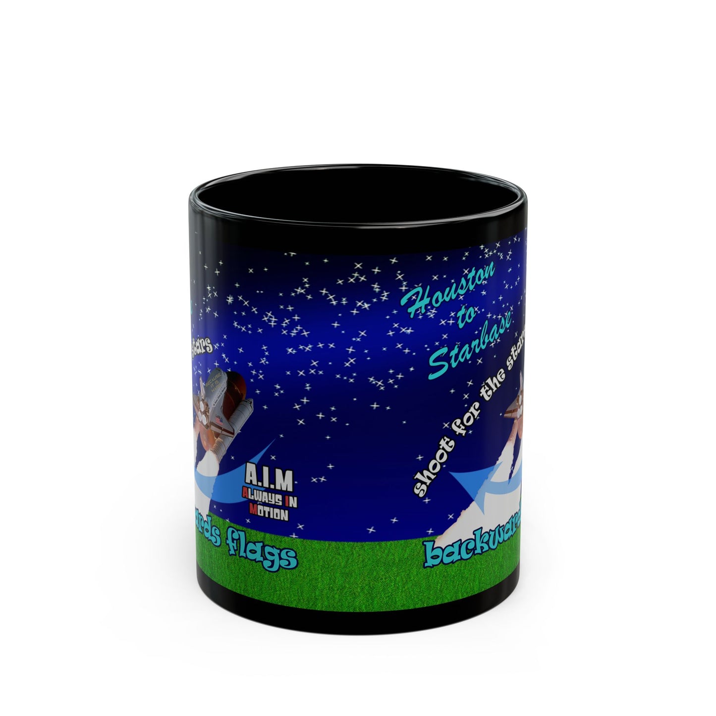 shoot for the stars - Black Mug ('snoops' background)