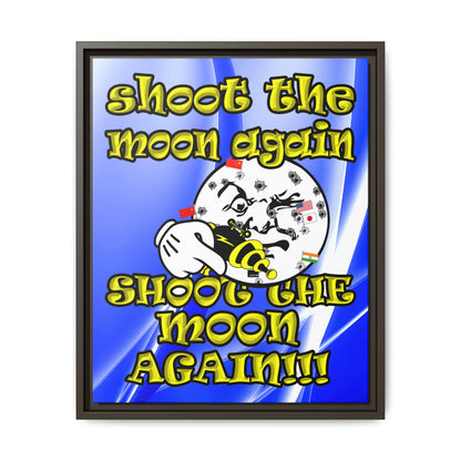 shoot the moon again - framed canvas art (blue-white wave)