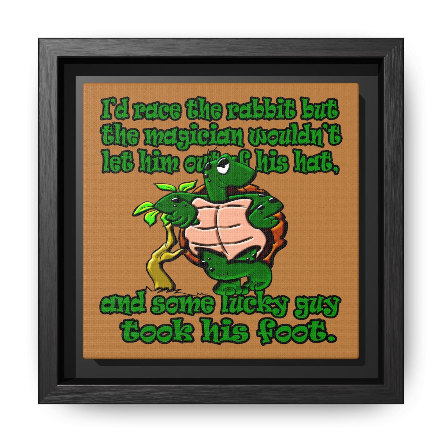 turtle race - framed canvas art (light brown)