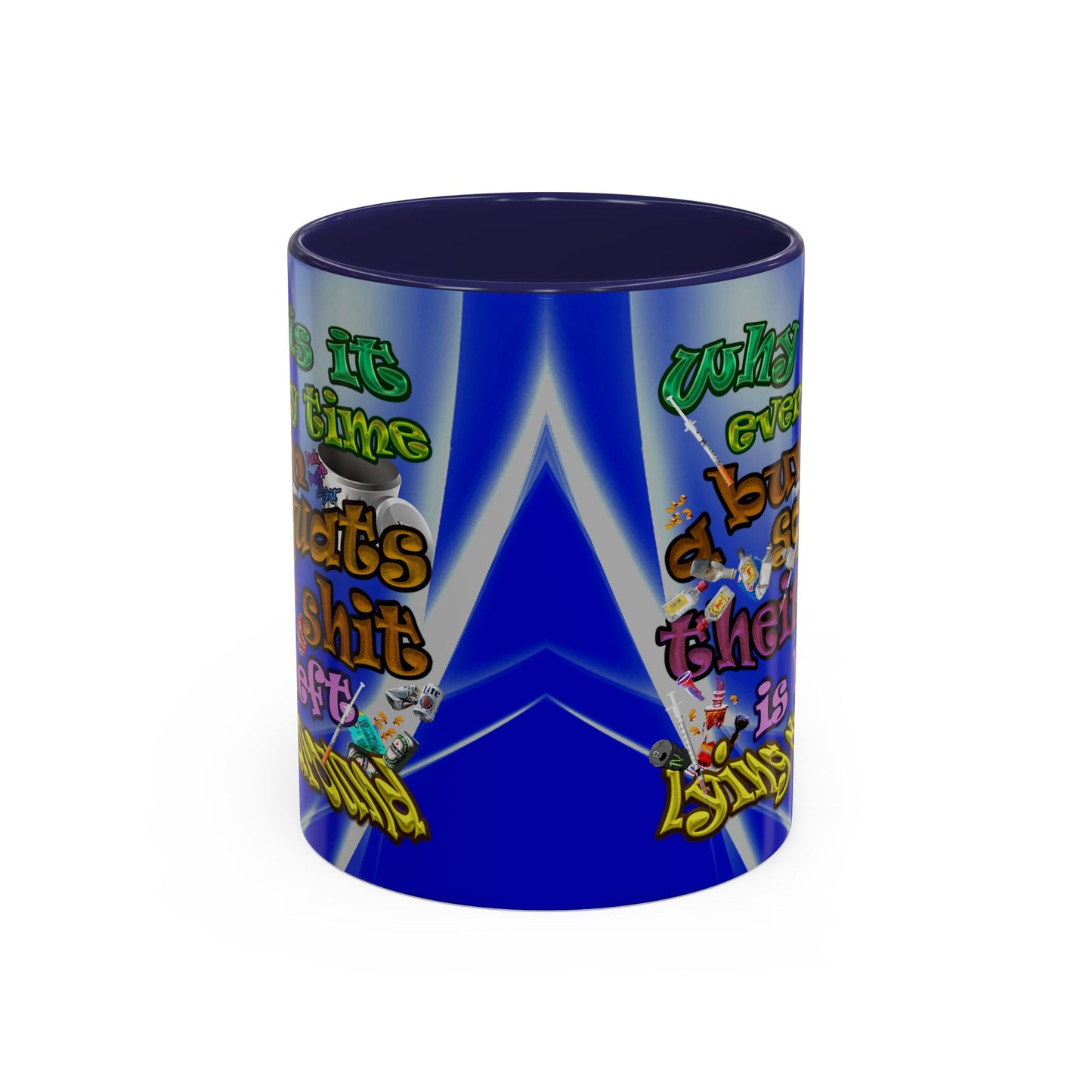 the bum's shit - Accent Mug (blue-white wave)