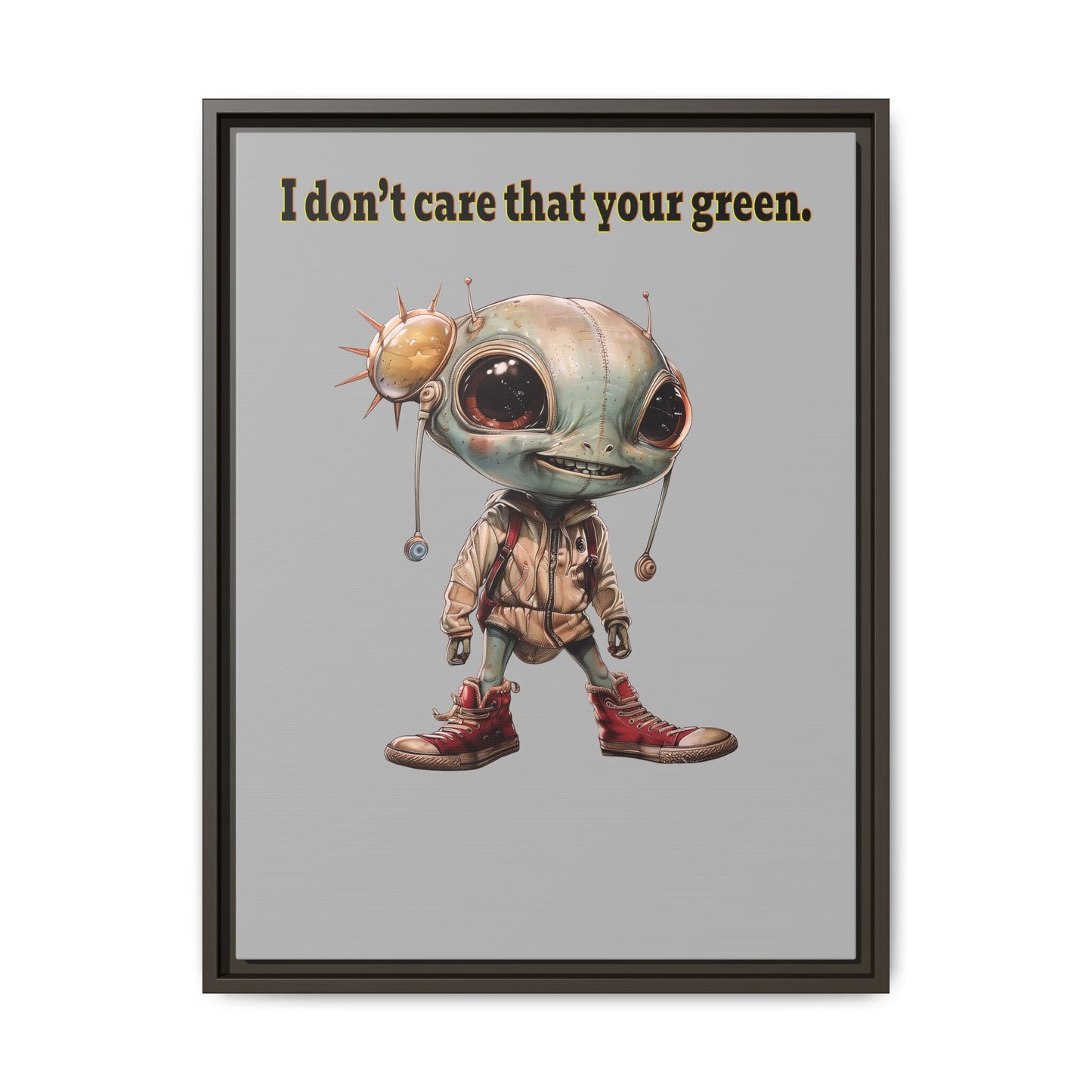 I don't care that your green - framed canvas art (light grey)