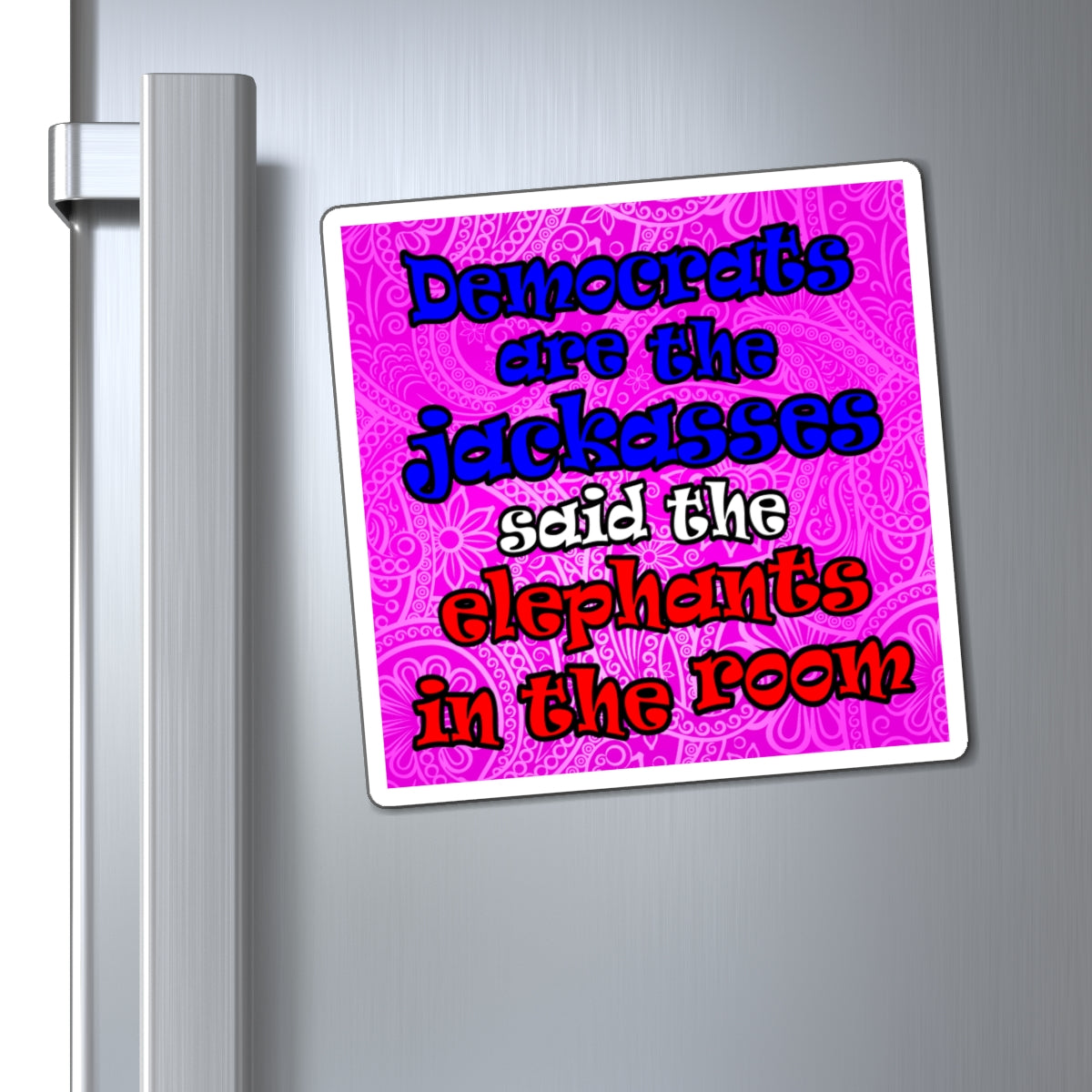 donkeys and elephants - Magnets - (pink swirl)
