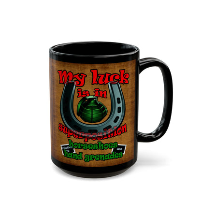 my luck - Black Mug (brown papyrus)