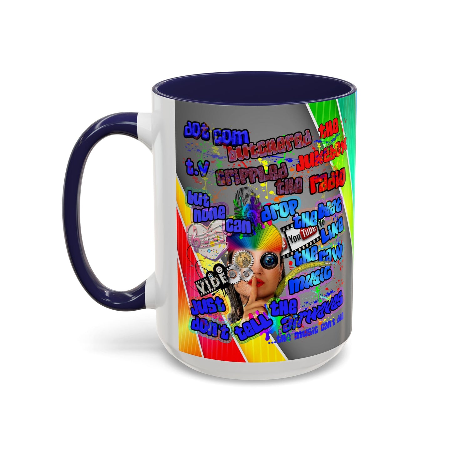 drop the beat - Accent Mug (rainbow split)