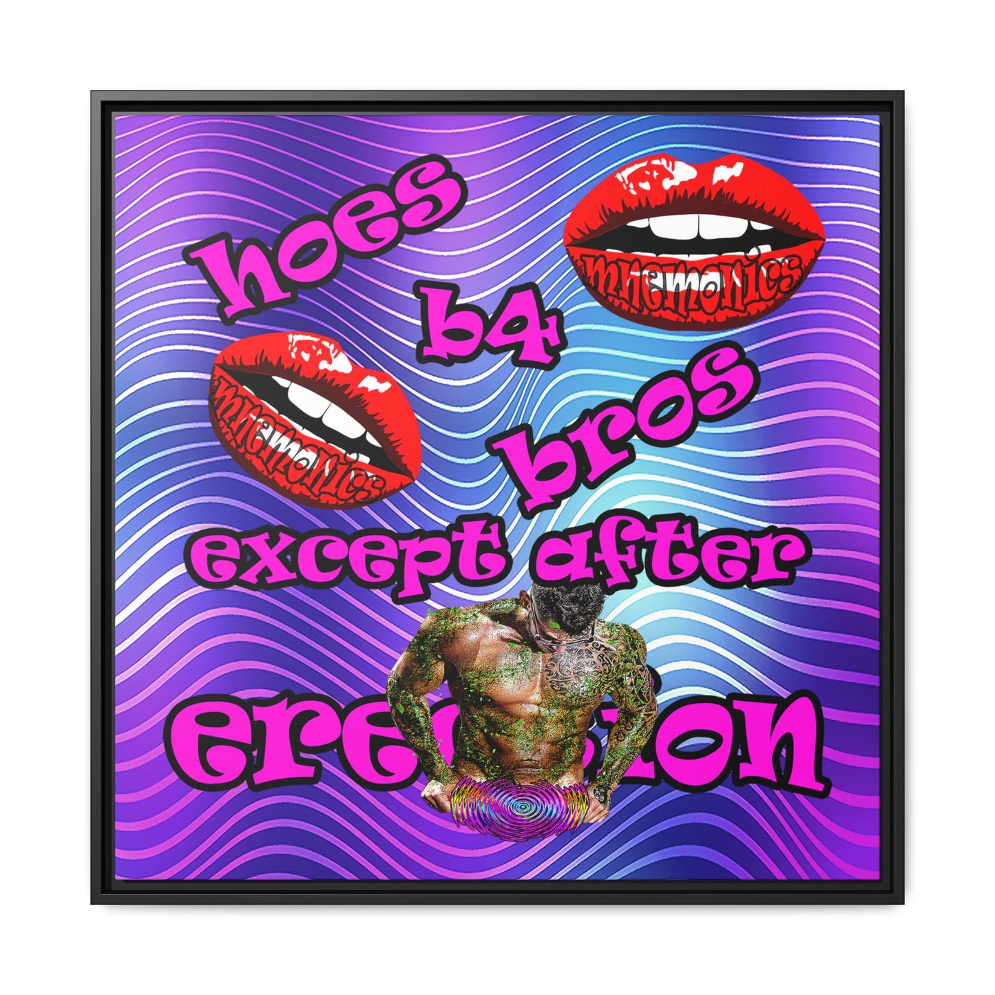 hoes b4 bros - framed canvas art (purple wave)