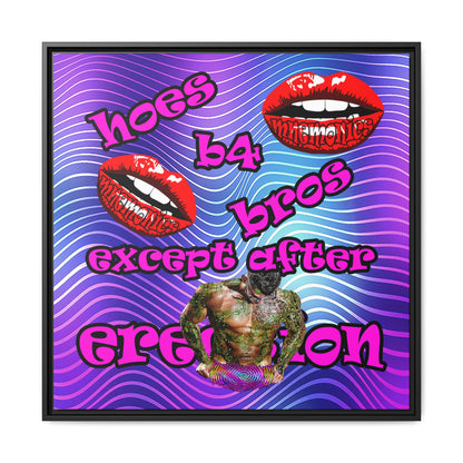hoes b4 bros - framed canvas art (purple wave)