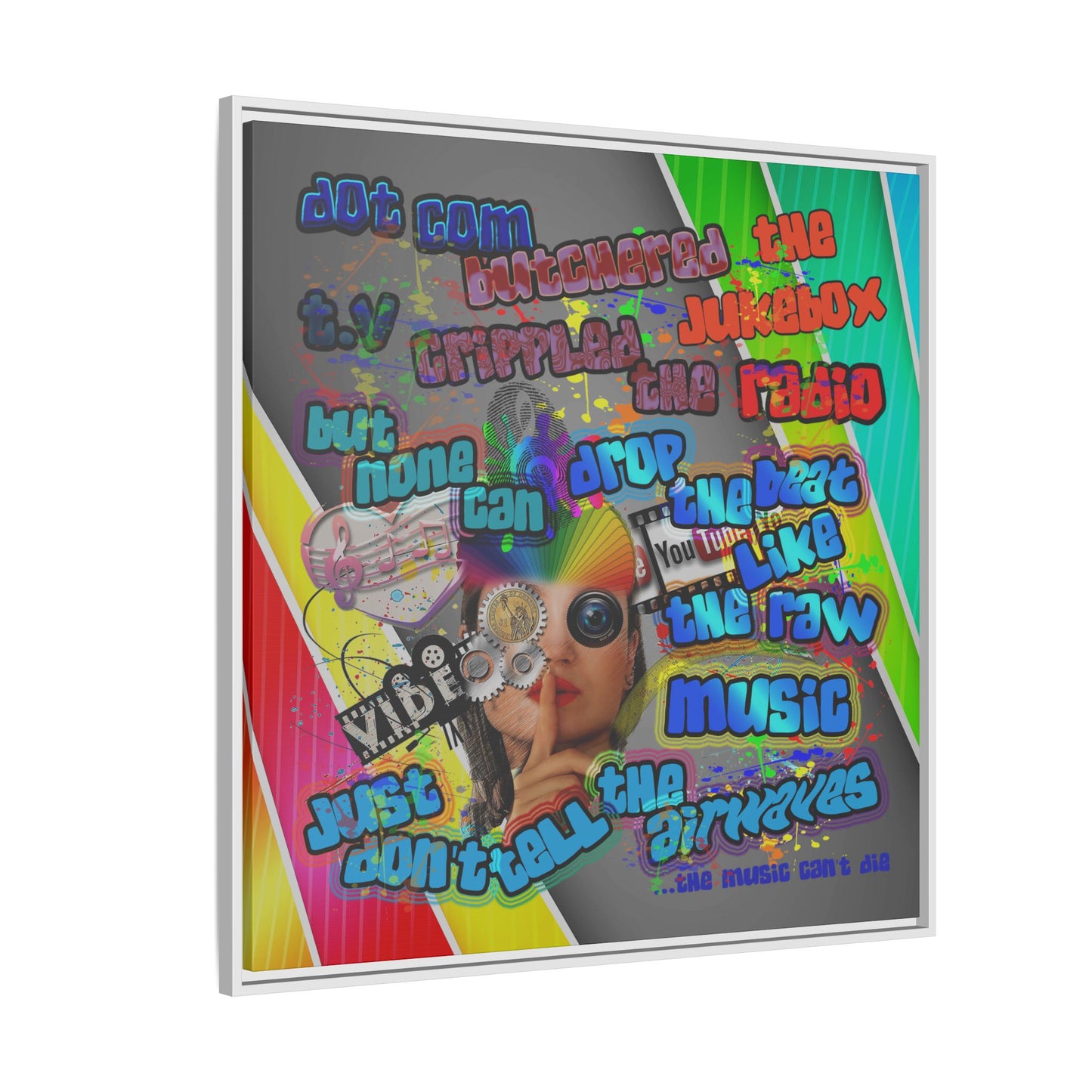 drop the beat - framed canvas art (rainbow split)