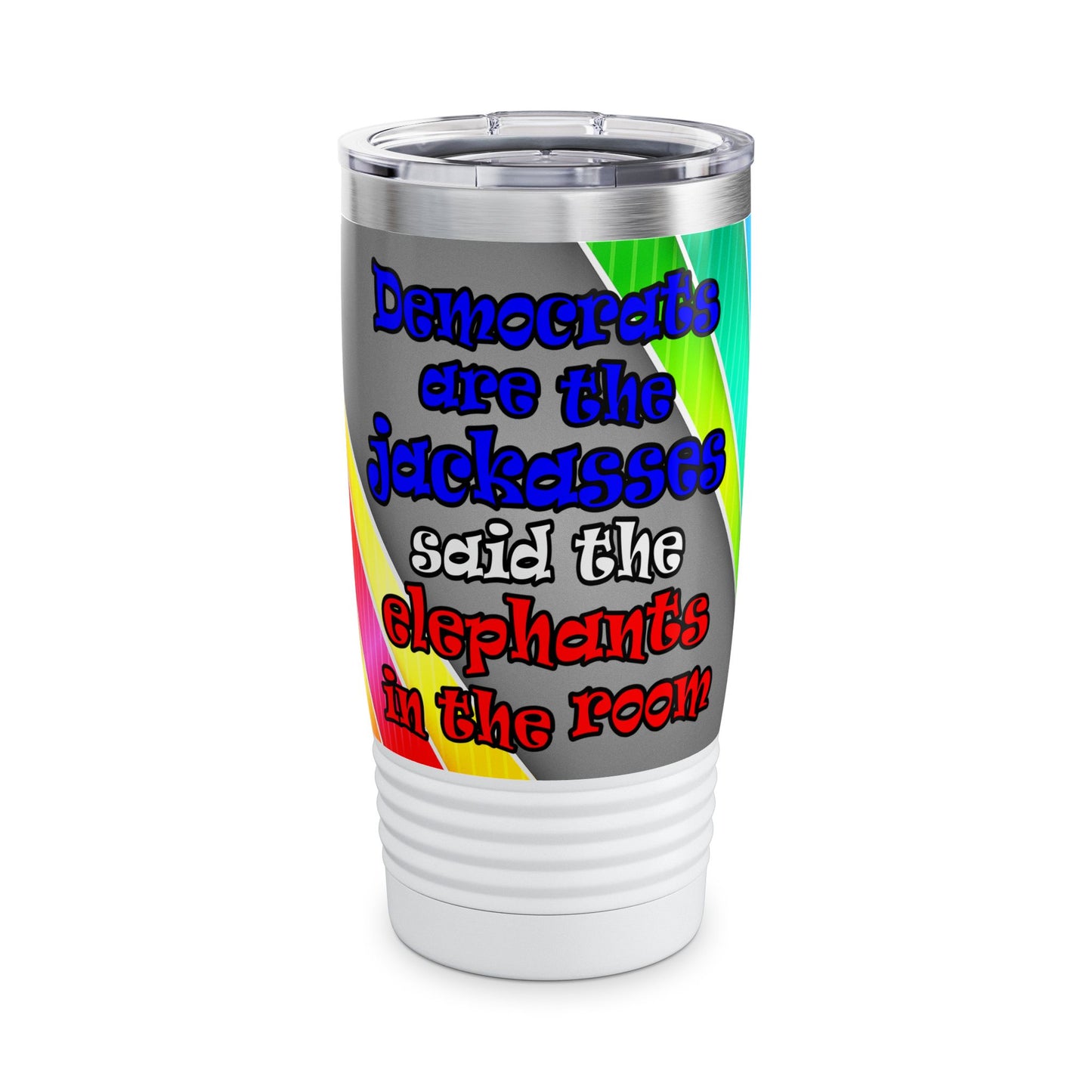 donkeys and elephants - Ringneck Tumbler, 20oz (rainbow split)