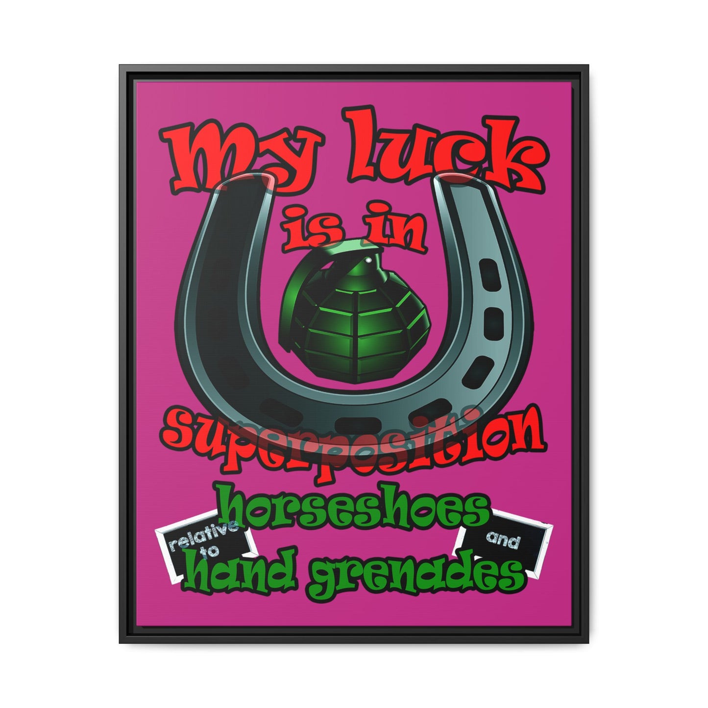 my luck - framed canvas art (pink)