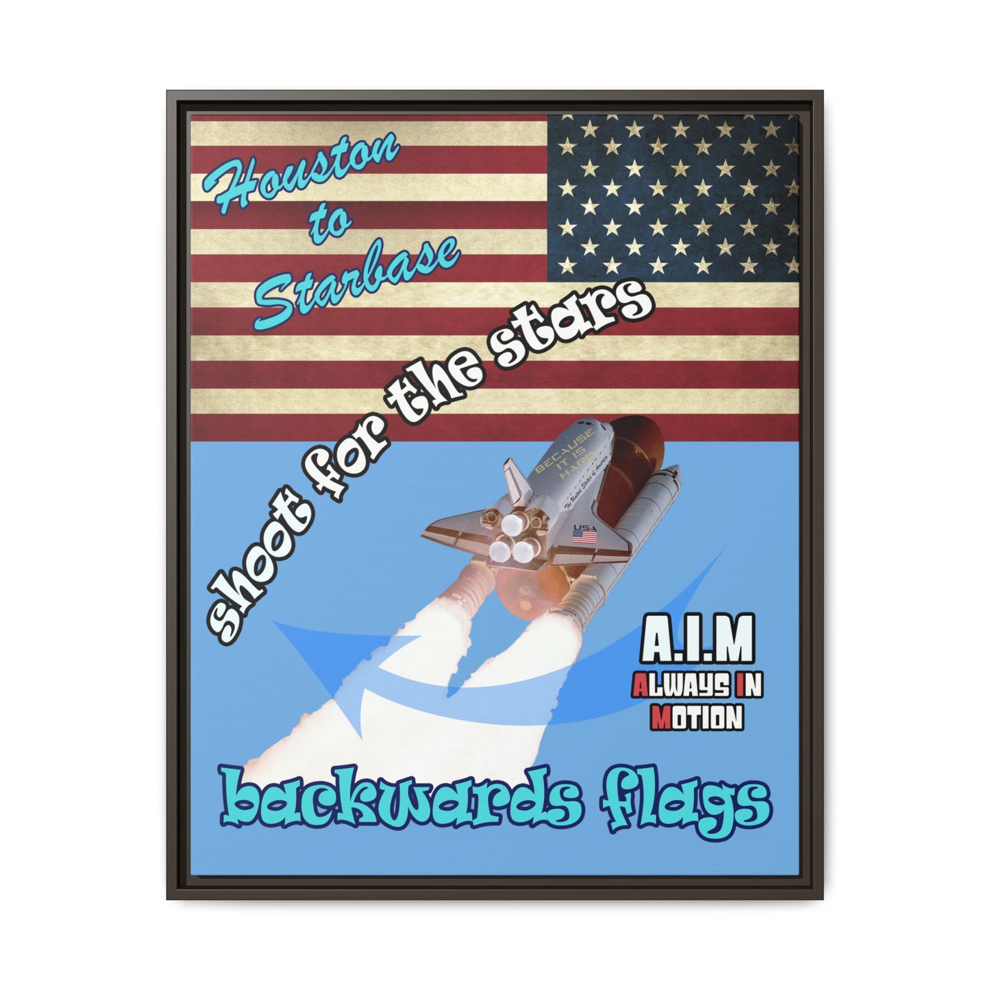 shoot for the stars - framed canvas art (light blue)