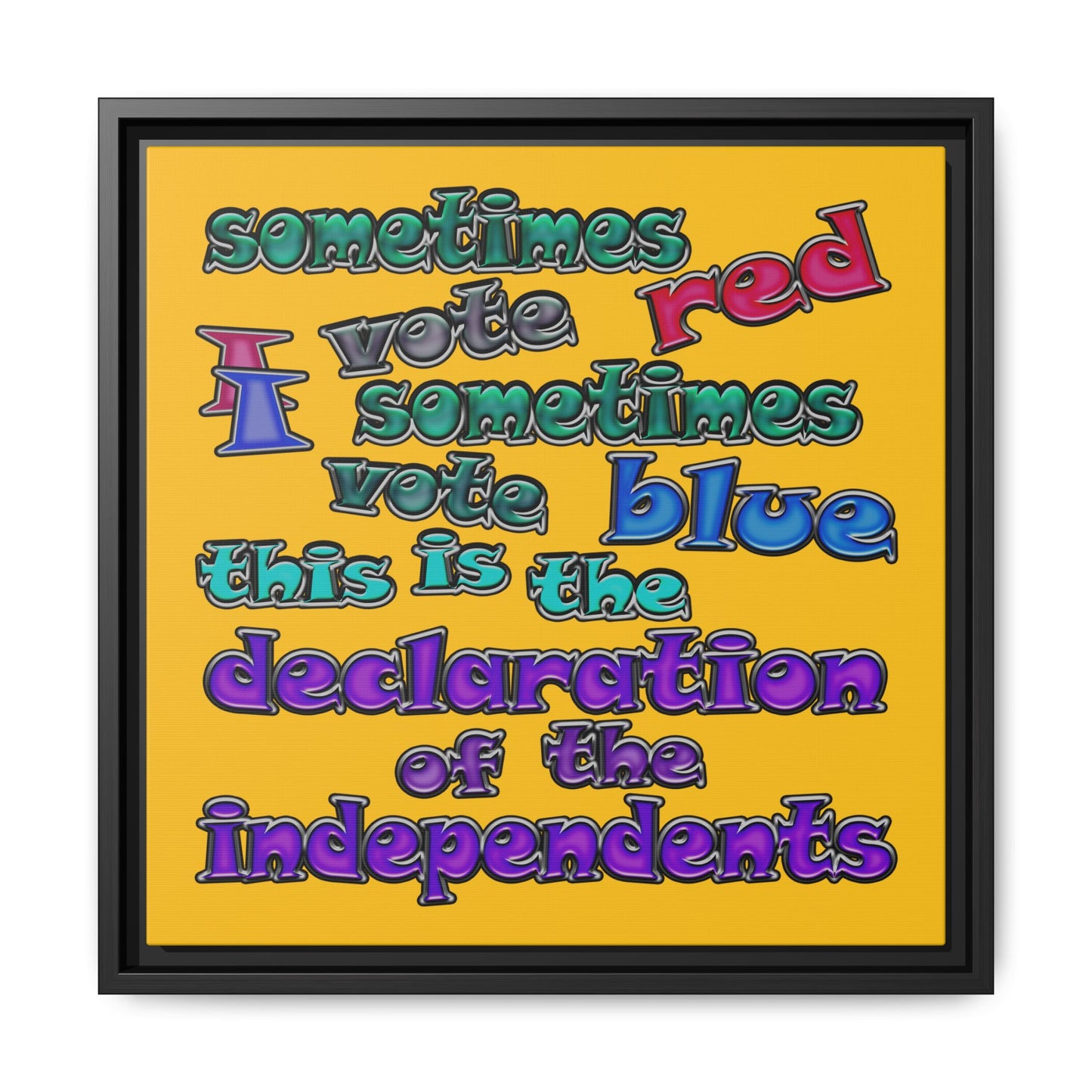 declaration of the independents - framed canvas art (yellow)