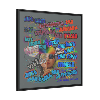 drop the beat - framed canvas art (dark grey)