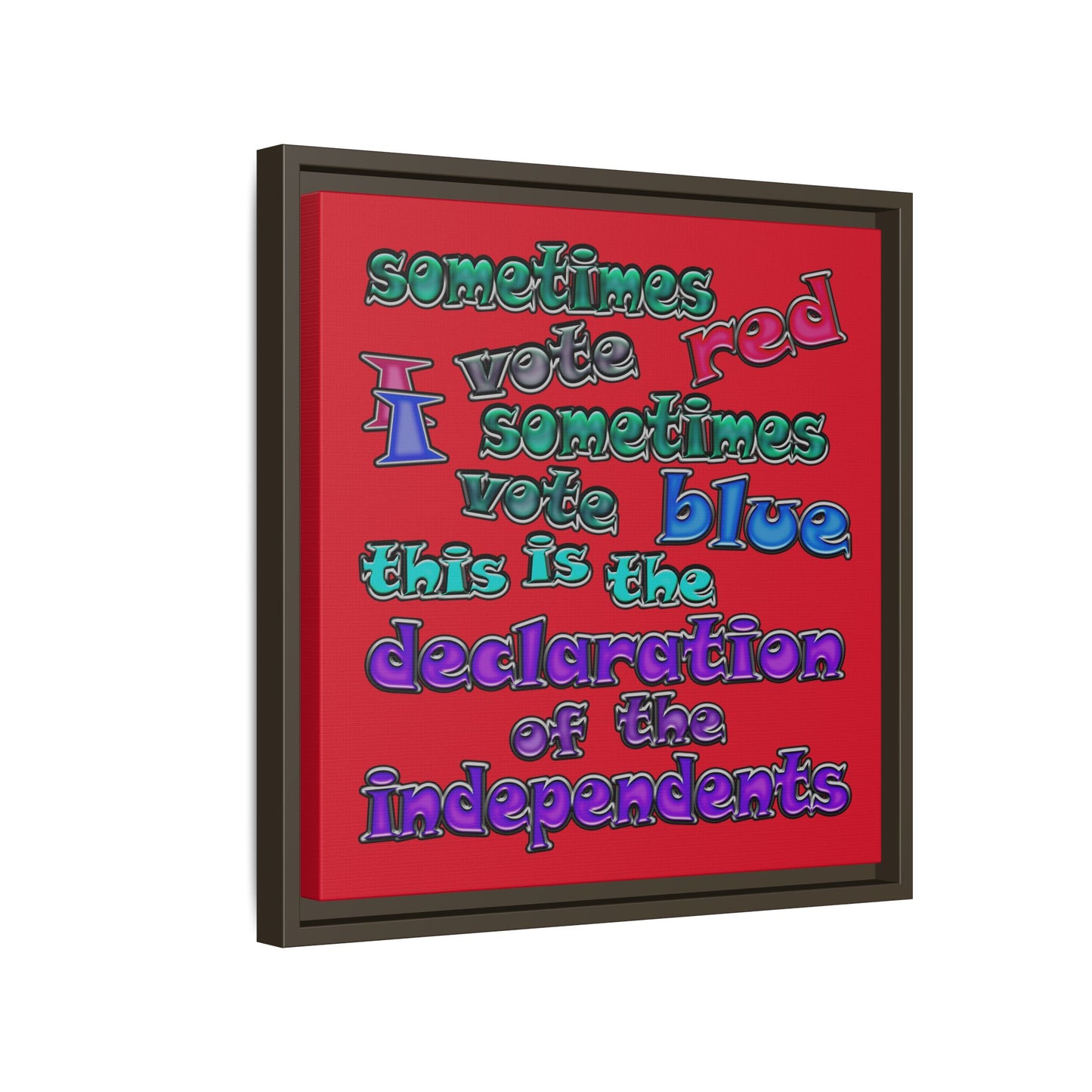 declaration of the independents - framed canvas art (dark red)