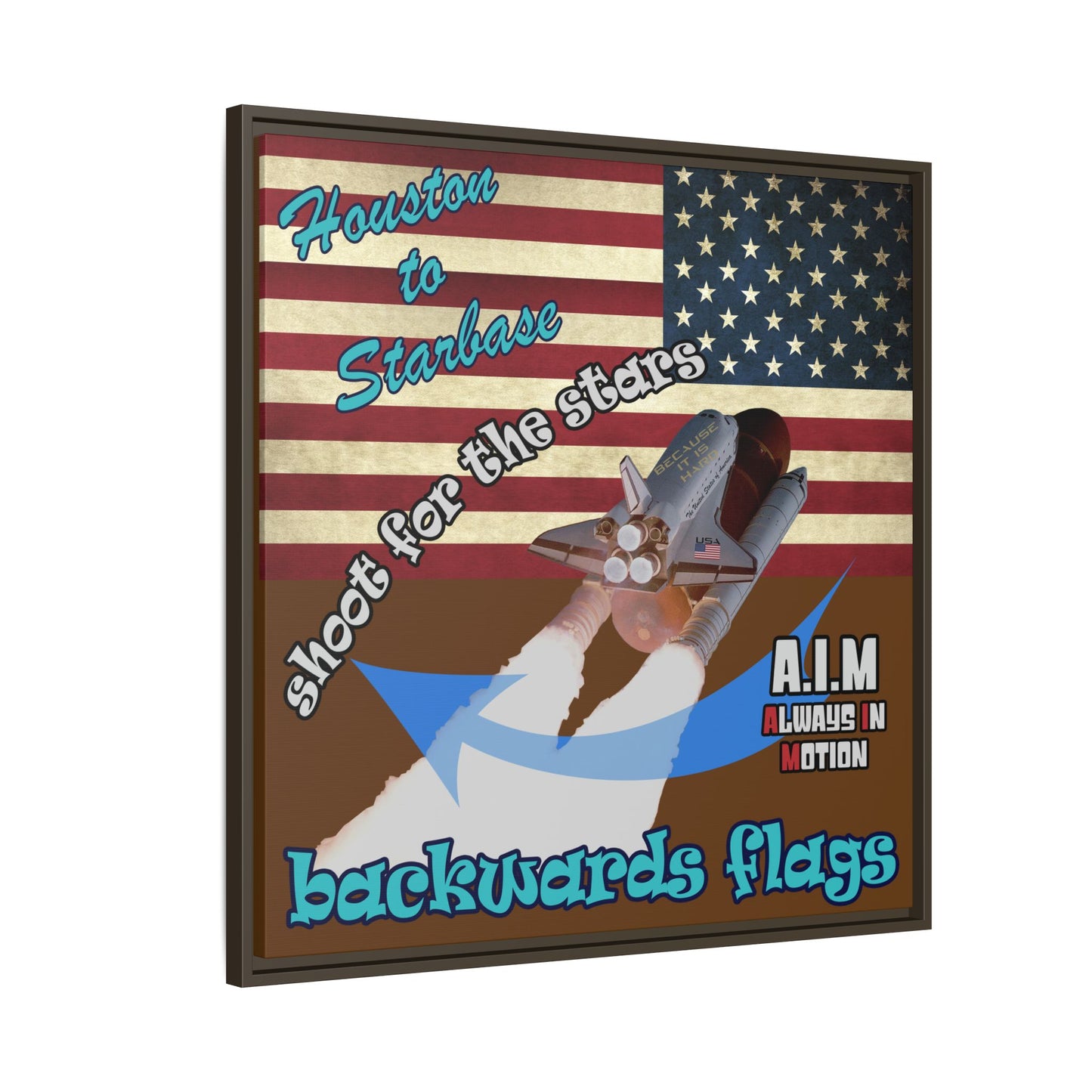 shoot for the stars - framed canvas art (brown)