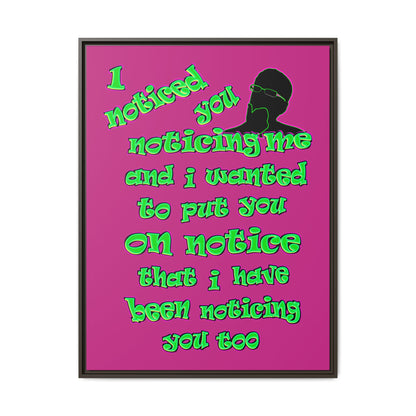 noticed you noticing - framed canvas art (pink)