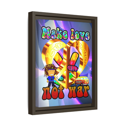 love peace - framed canvas art (grey-pink wave)