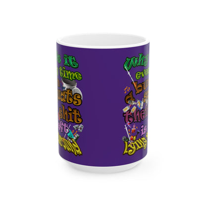 the bum's shit - White Mug (purple)