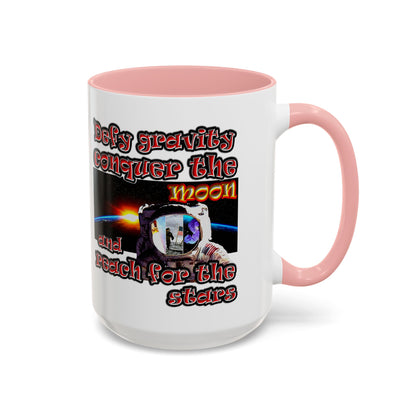 defy conquer reach - Accent Mug (white)