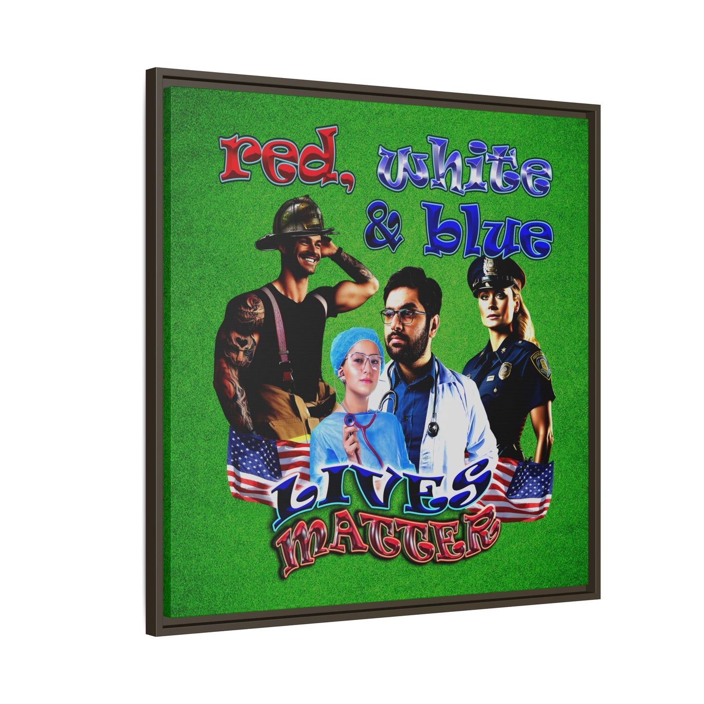 rw&b lives matter - framed canvas art (green turf)