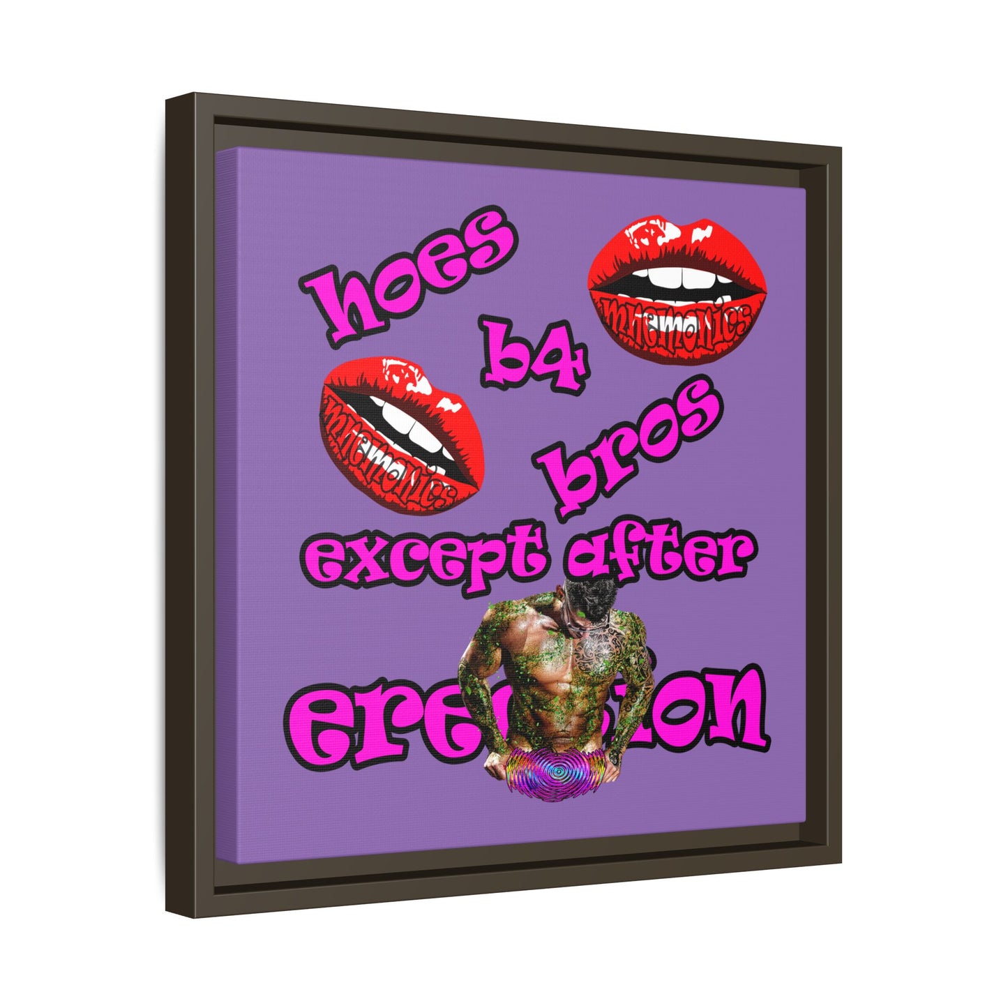 hoes b4 bros - framed canvas art (light purple)
