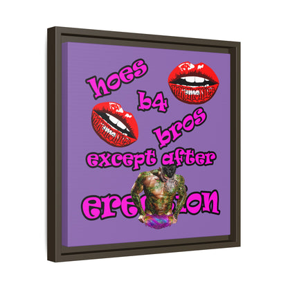 hoes b4 bros - framed canvas art (light purple)