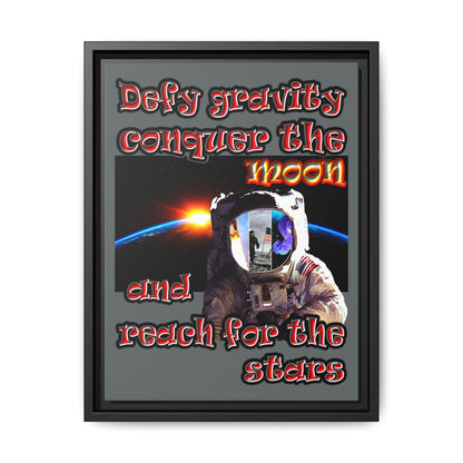 defy conquer reach - framed canvas art (dark grey)