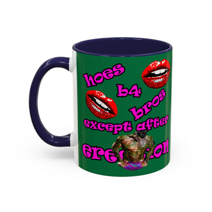 hoes b4 bros - Accent Mug (dark green)