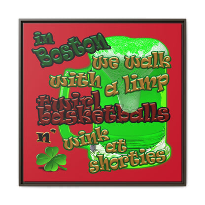 celtics logo - framed canvas art (dark red)