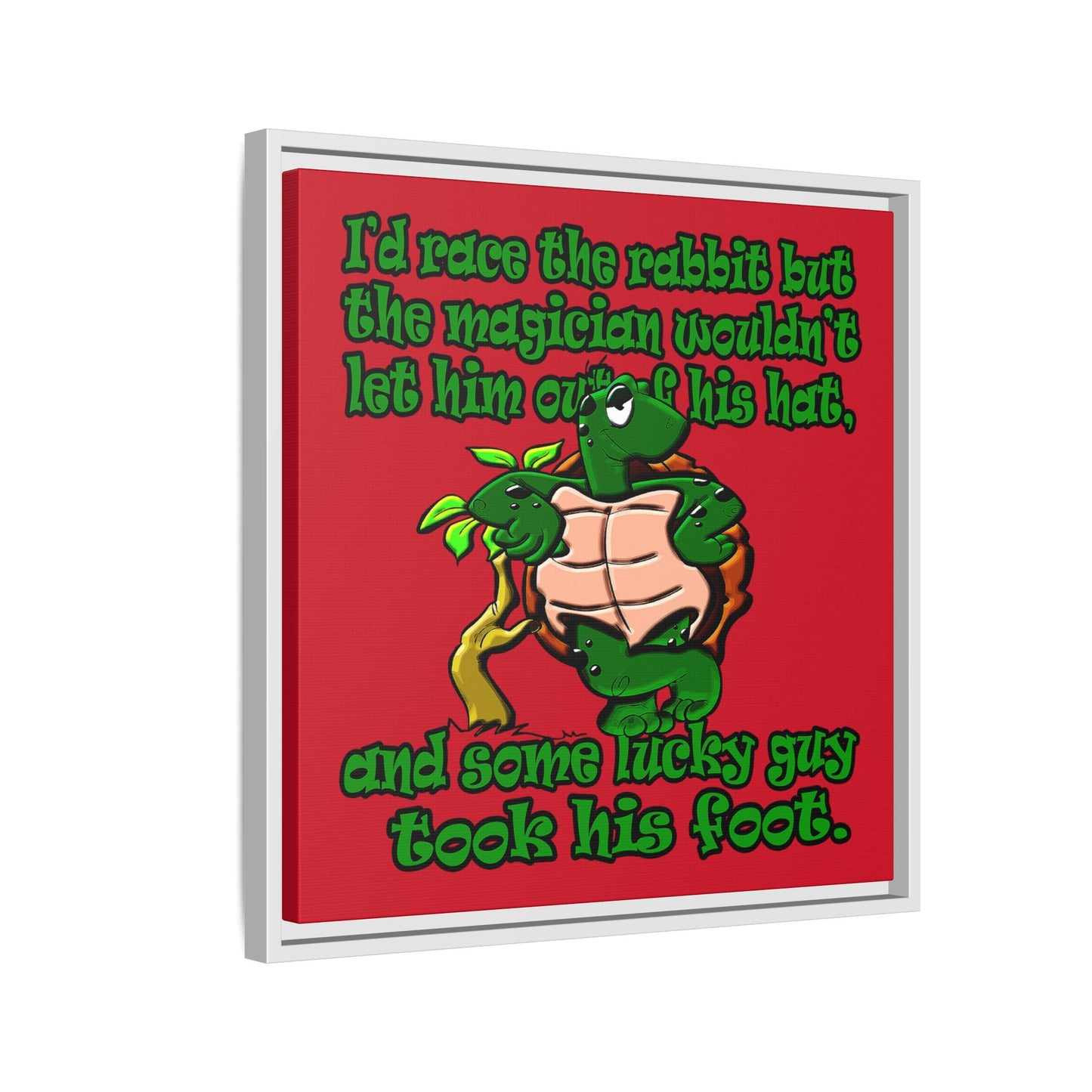 turtle race - framed canvas art (dark red)